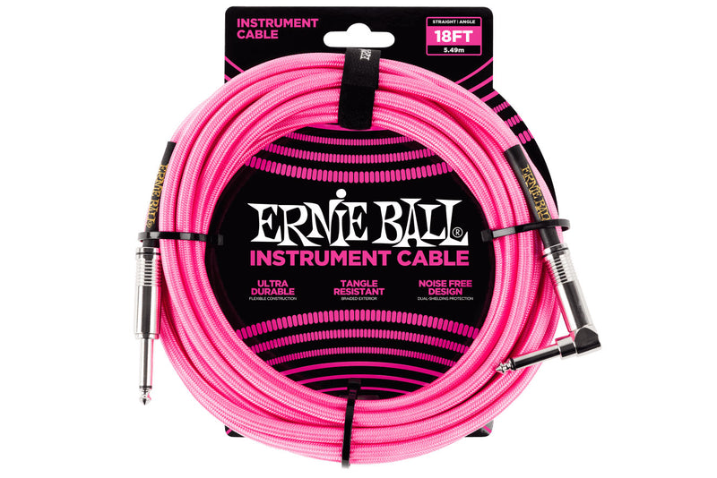 สายแจ็คกีต้าร์ Ernie Ball 18 Feet Braided Straight / Angle Instrument Cable